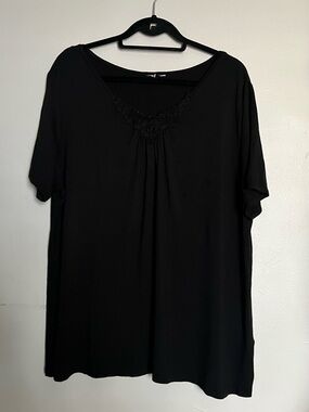 Black Tunic Top Women’s XL Short Sleeve Flowy Casual Blouse Basic Lightweight
